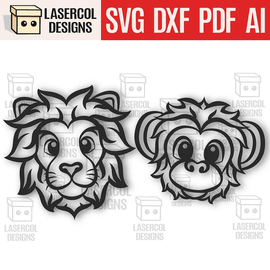 Cute Animals Wall Art Bundle - Laser Cut Files product image (4)