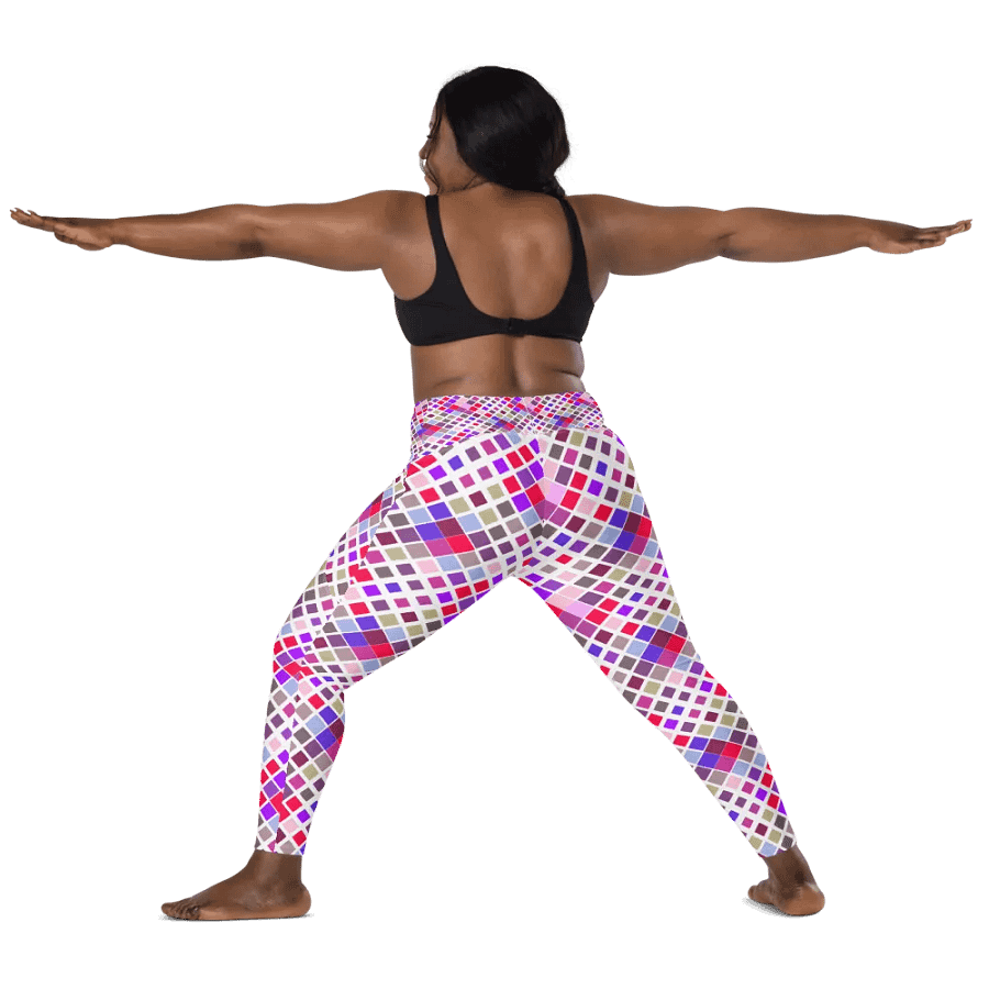 Colorful Square Pattern Design Leggings with Pocket - v12 product image (4)