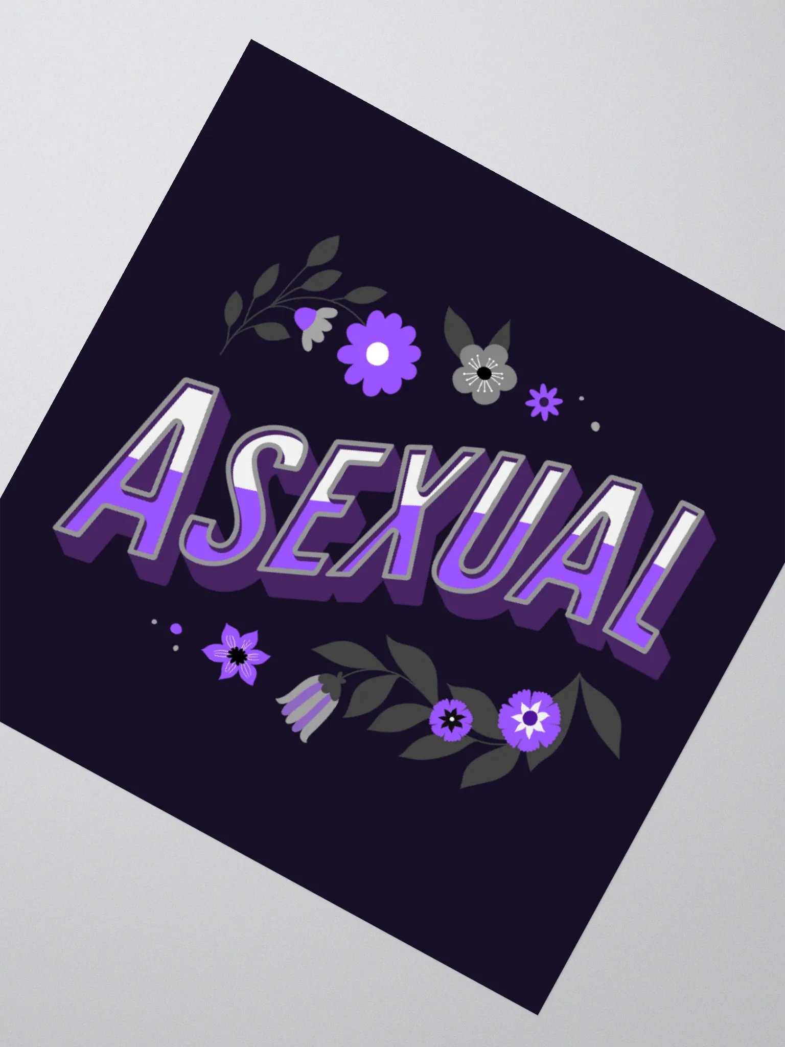 Floral Asexual Sticker (Purple Background) product image (5)