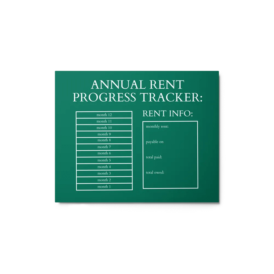 HIGHFALUTIN ANNUAL RENT TRACKER (white design 6) product image (1)
