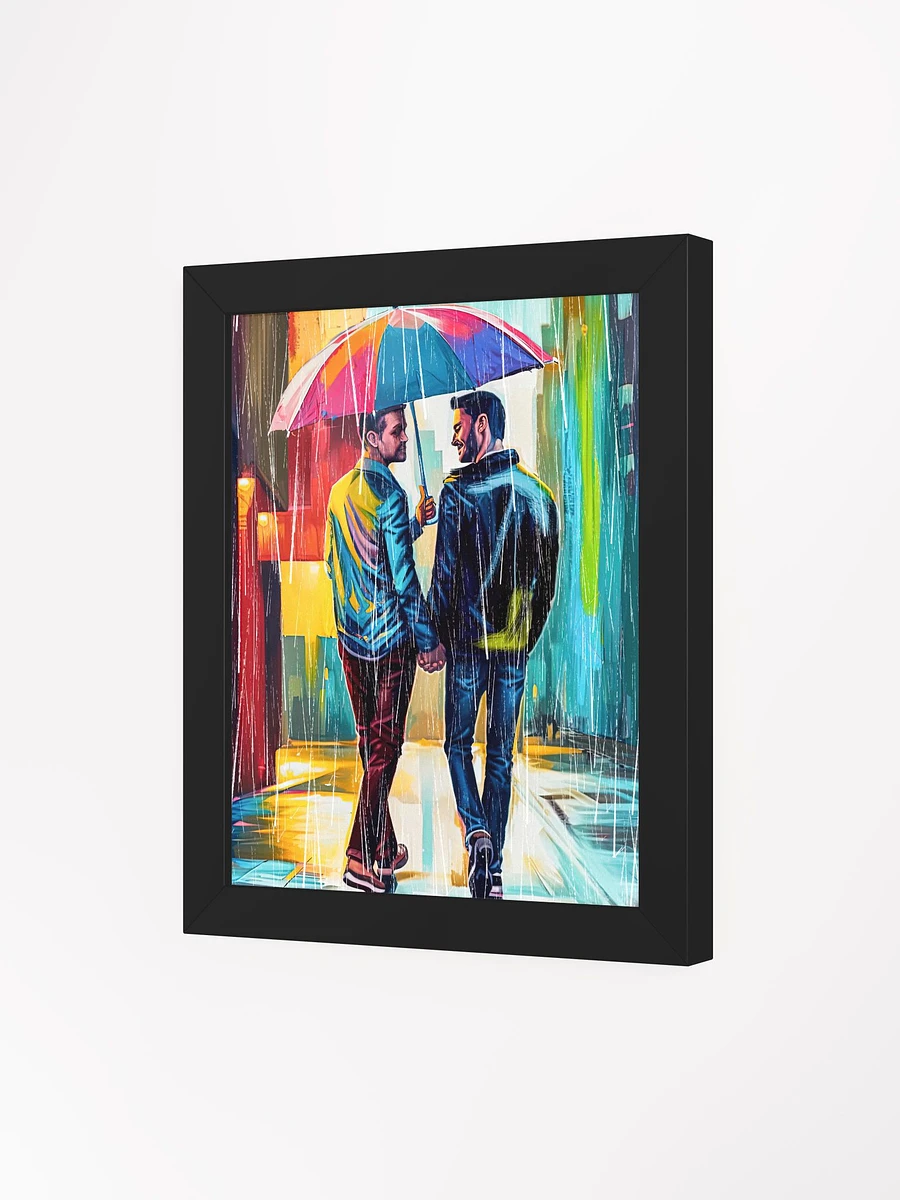 Gay Couple In The Rain – Colorful Two Hearts Framed Poster product image (3)