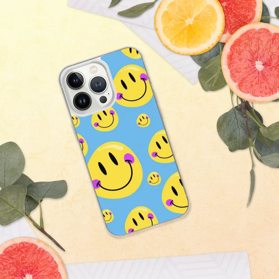 Smiley Faces Blue iPhone Case product image (11)