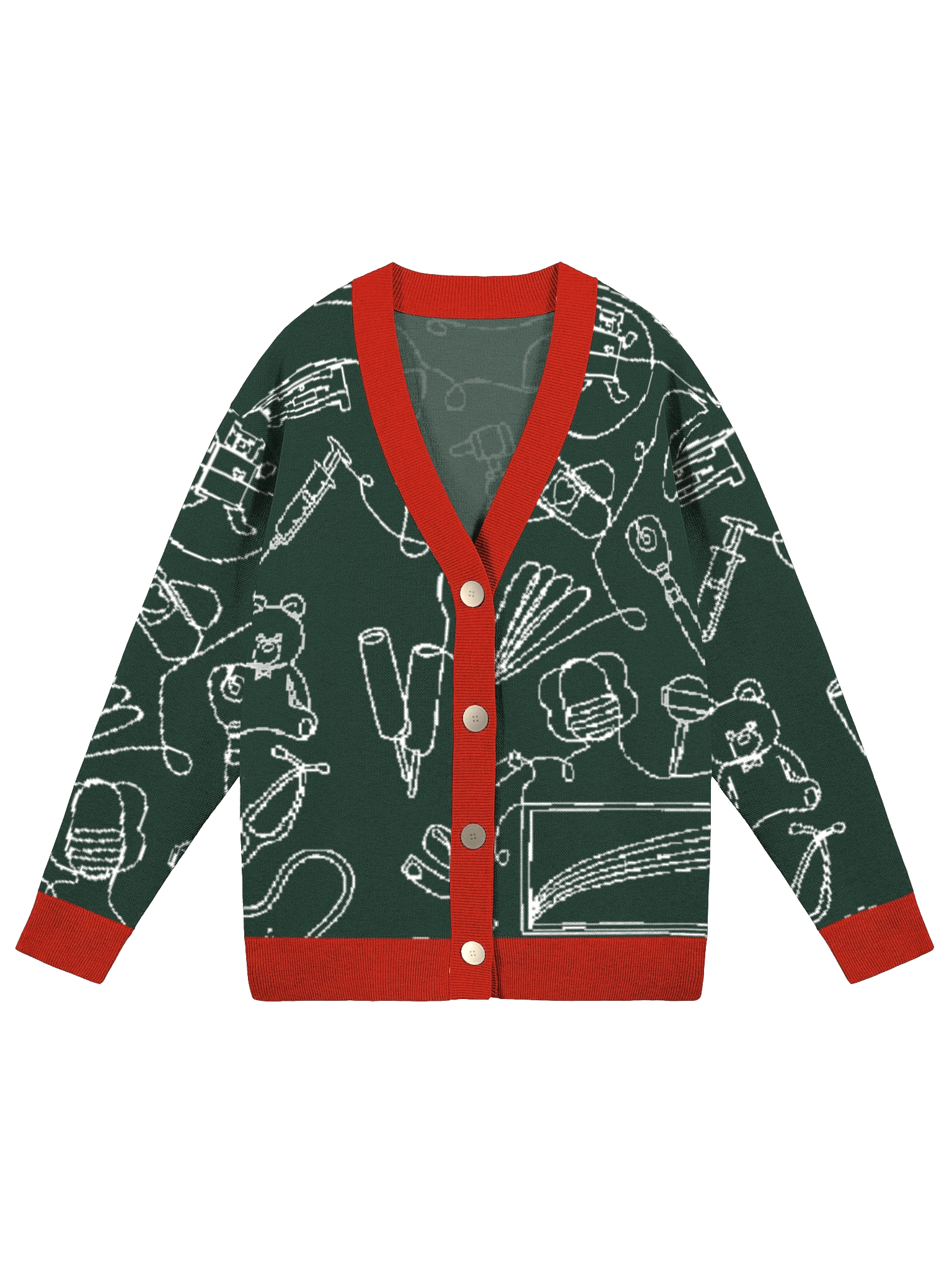 service lines (pediatrics - holiday green cardigan) product image (1)