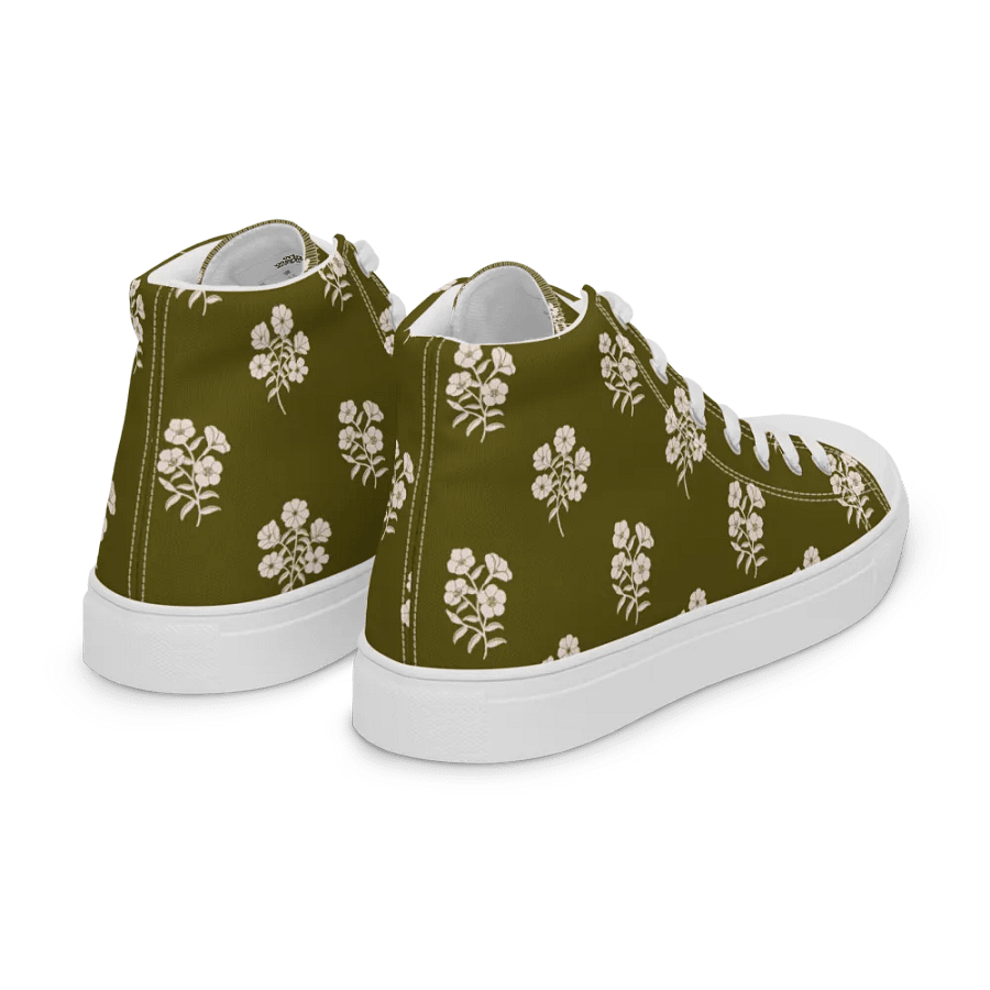 Alpine Cascade - Green and Cream - Women High Top Canvas Shoes product image (7)
