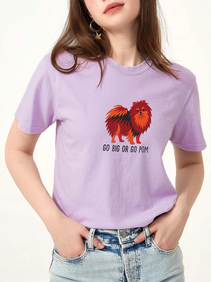 Go Big or Go Pom T-Shirt(Embroidered) of a Pomeranian(Chocolate & Tan) product image (2)