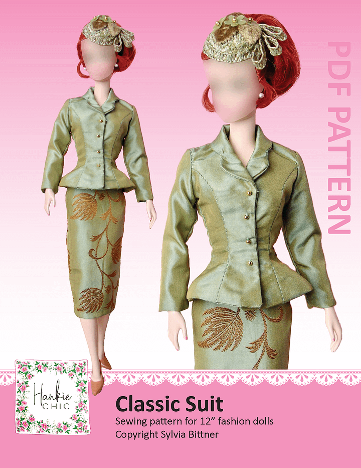 Classic Suit sewing pattern for 12" fashion dolls product image (1)