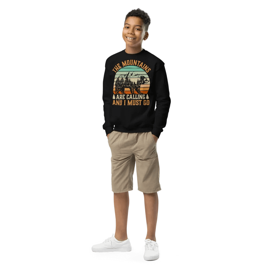 The Mountains Are Calling I Must Go Hiking Quote Youth Unisex Sweatshirt product image (1)