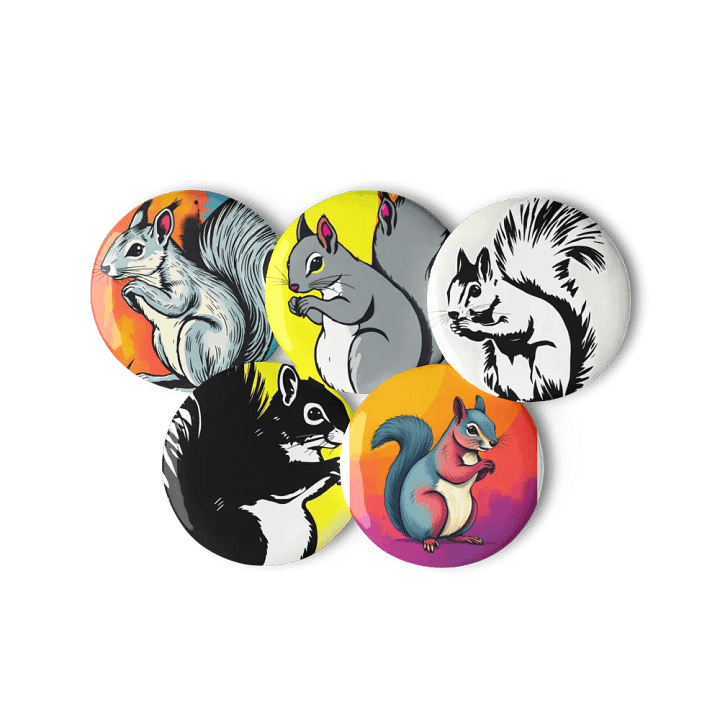 Vibrant Squirrel Delight Pin Buttons product image (3)
