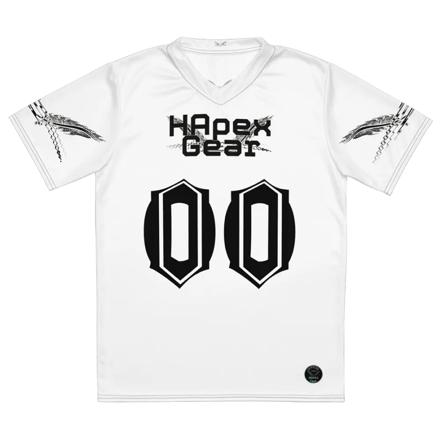 Freaky Hoody - White - Recycled Unisex Sports Jersey - Black HApex Gear Black Logo product image (2)