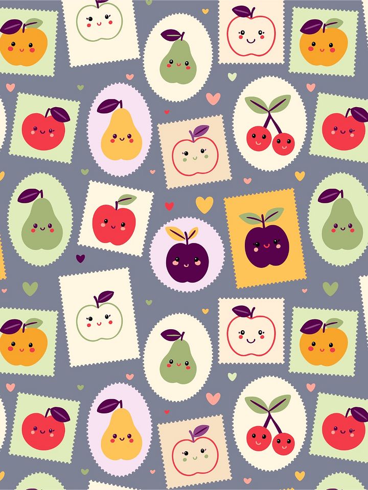 Postage stamps with cute fruits - Non-Exclusive Pattern product image (1)