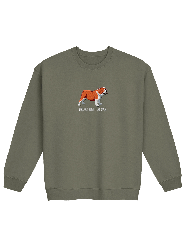 Droolius Caesar Sweatshirt (Embroidered) of an English Bulldog(Red & White) product image (3)