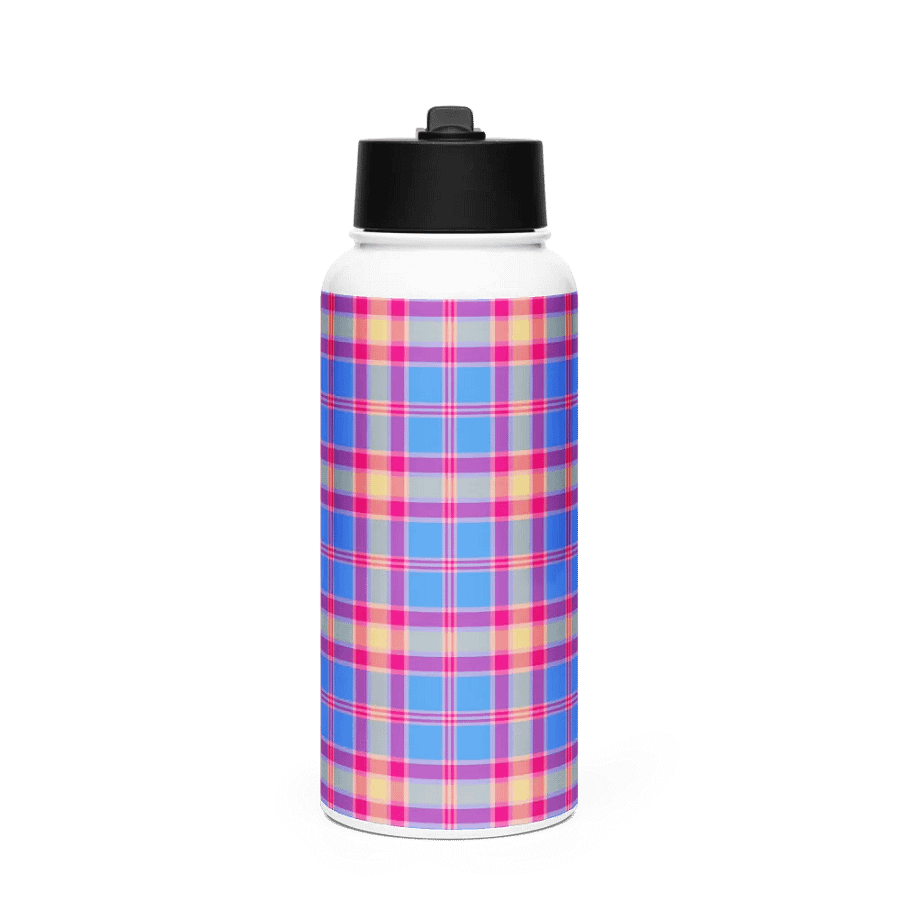 Blue, Hot Pink, and Yellow Plaid Water Bottle product image (4)