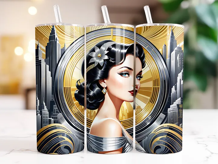 Art Deco Flapper Girl 20 oz Skinny Stainless Steel Tumbler - v4 product image (2)