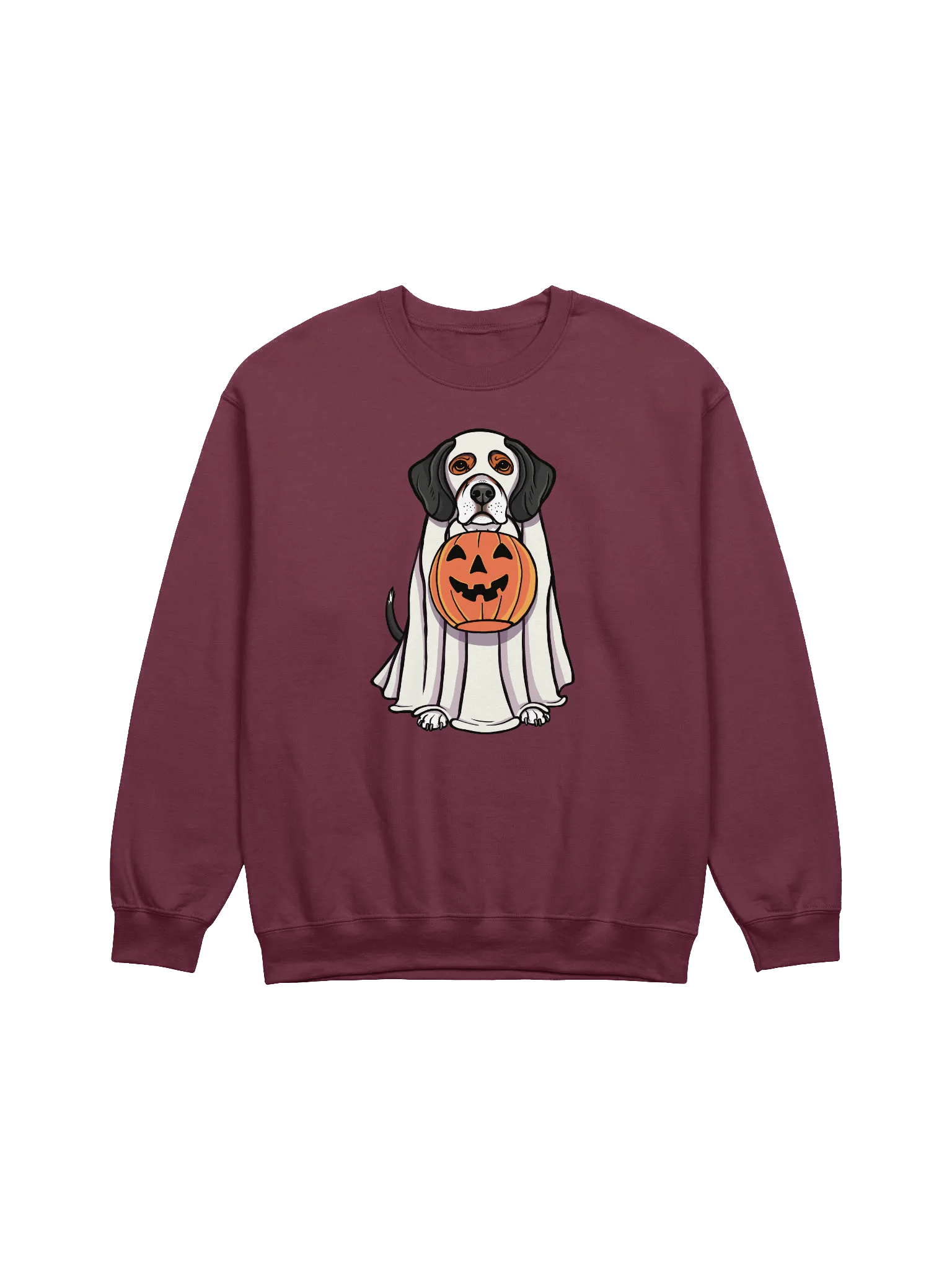 Funny Halloween Beagle(Tricolor) Sweatshirt | Funny Beagle Wearing a Ghost Costume and Holding a Pumpkin Basket product image (8)