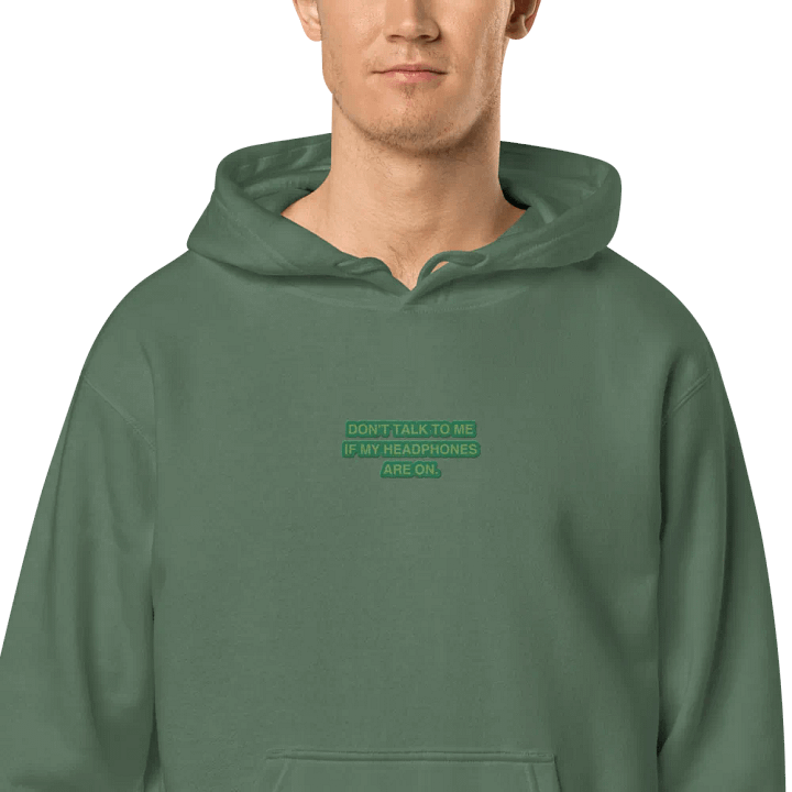HEADPHONES ON (moss design) embroidered pigment hoodie product image (2)