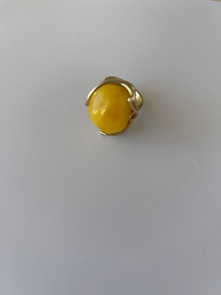 Baltic Egg Yolk Amber 925 Sterling Silver Adjustable Ring product image (2)