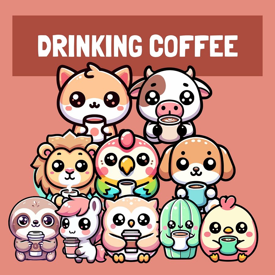 60 Kawaii Animals Doing Things Clipart Set product image (5)