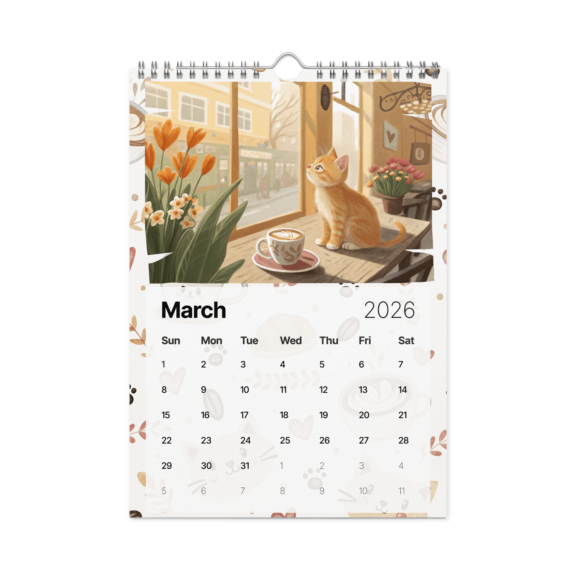 Coffee with Cats Wall Calendar 2026 – Cozy Watercolor Scenes of Cats, Coffee & Comfort product image (9)