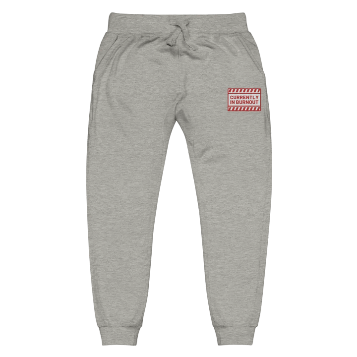 CURRENTLY IN BURNOUT (red design) embroidered fleece joggers product image (2)