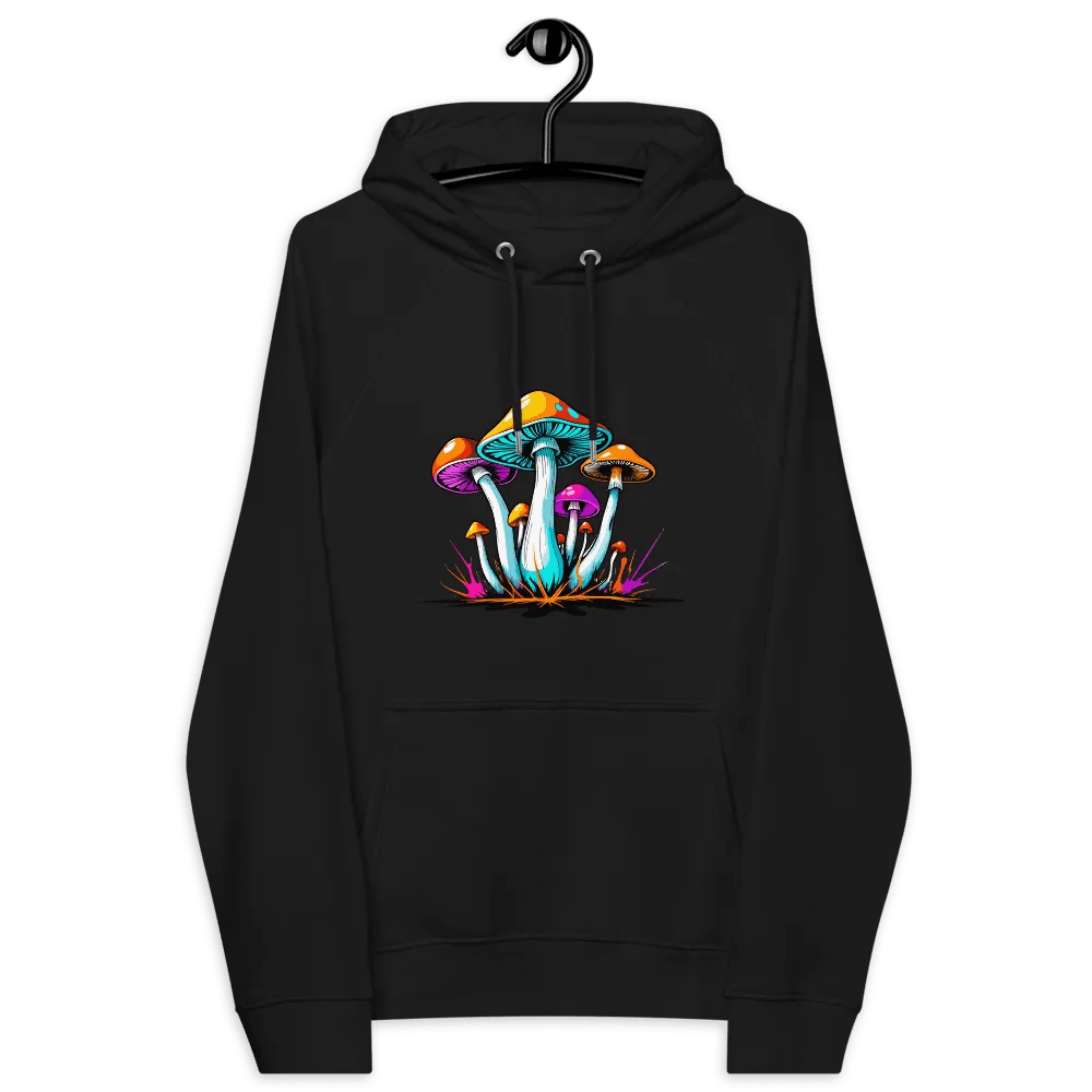 [Groovy Shrooms] Unisex Eco Raglan Hoodie product image (6)