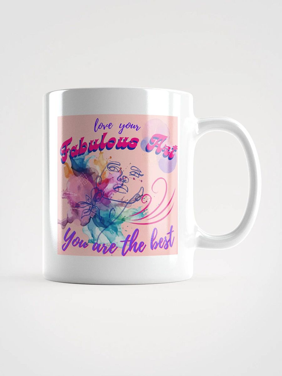 colorful mug for the artist. 'Love Love your favulous art' Perfect gift for colleague, friend who loves arty things product image (1)