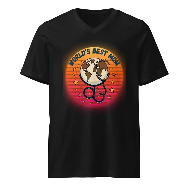 World's Best Mom Earth Stethoscope V-Neck Tee product image (1)