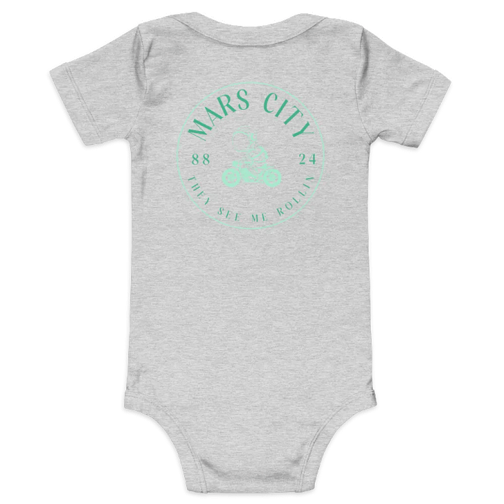 TODDLER ONSIE GREEN ASTRONAUT 8824 FRONT WITH THE MARS CITY CIRCLE MOTORCYCLE "THEY SEE ME ROLLIN" ON THE BACK product image (2)