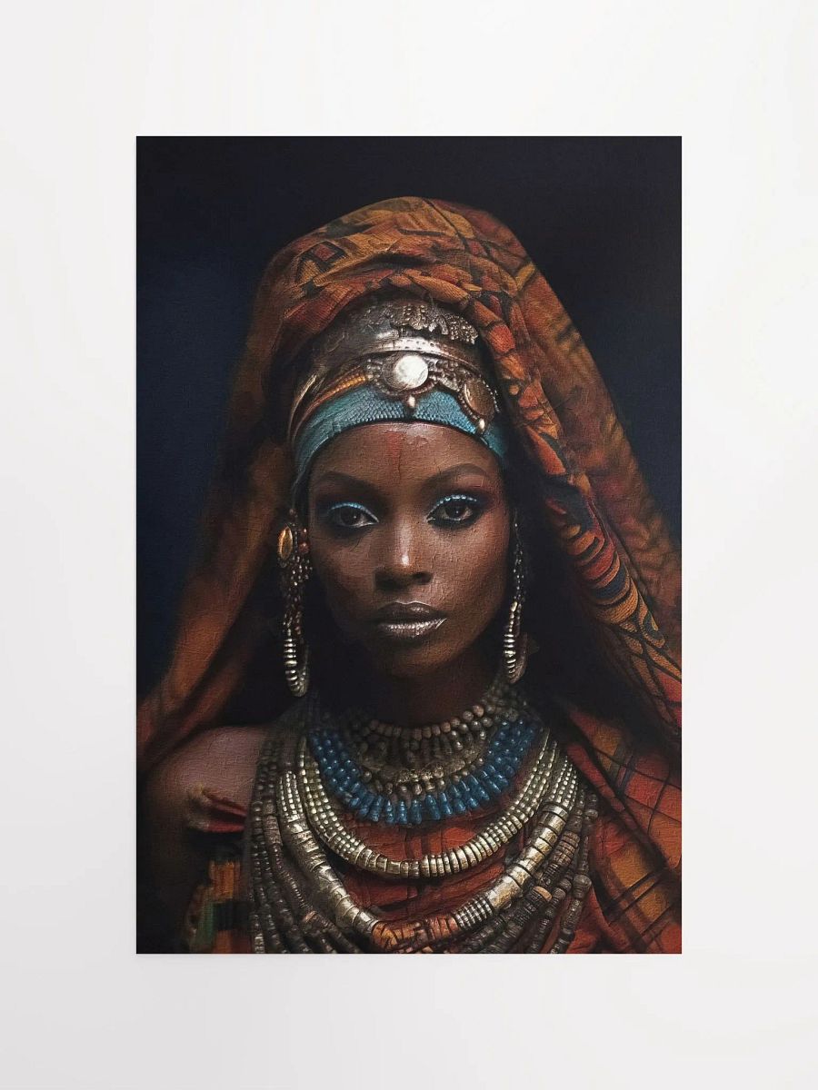 African Woman in Traditional Head Dress, Bronze & Blue Jewelry Poster Print, Unframed product image (5)