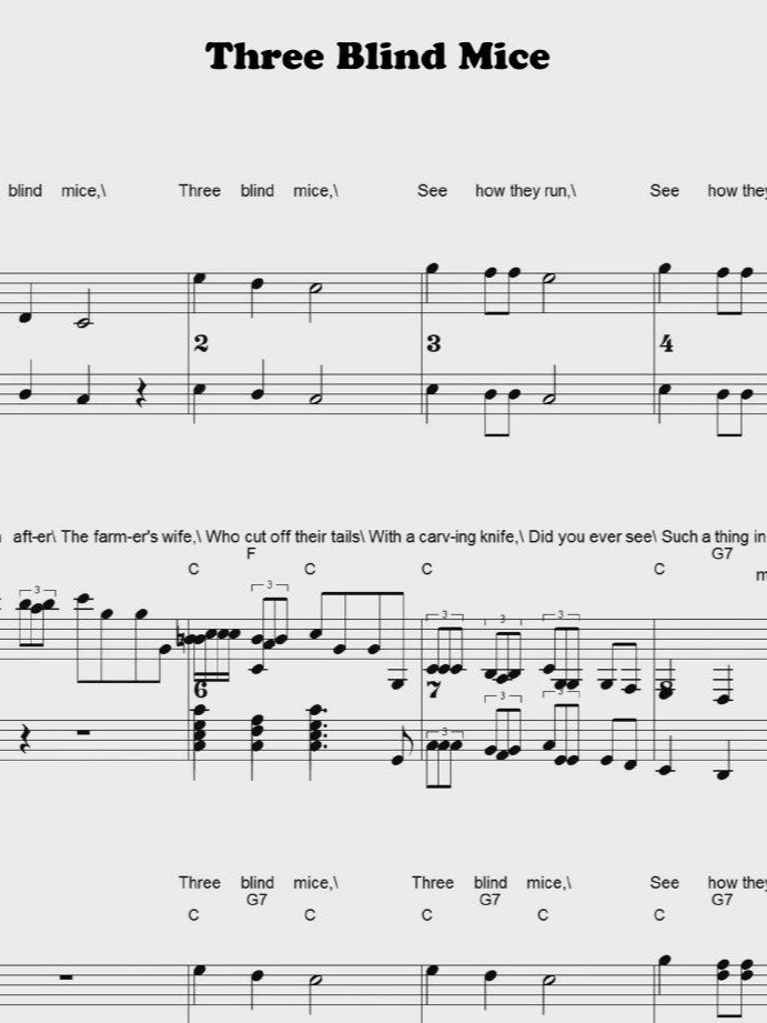Three Blind Mice - CS - Piano sheet music product image (1)