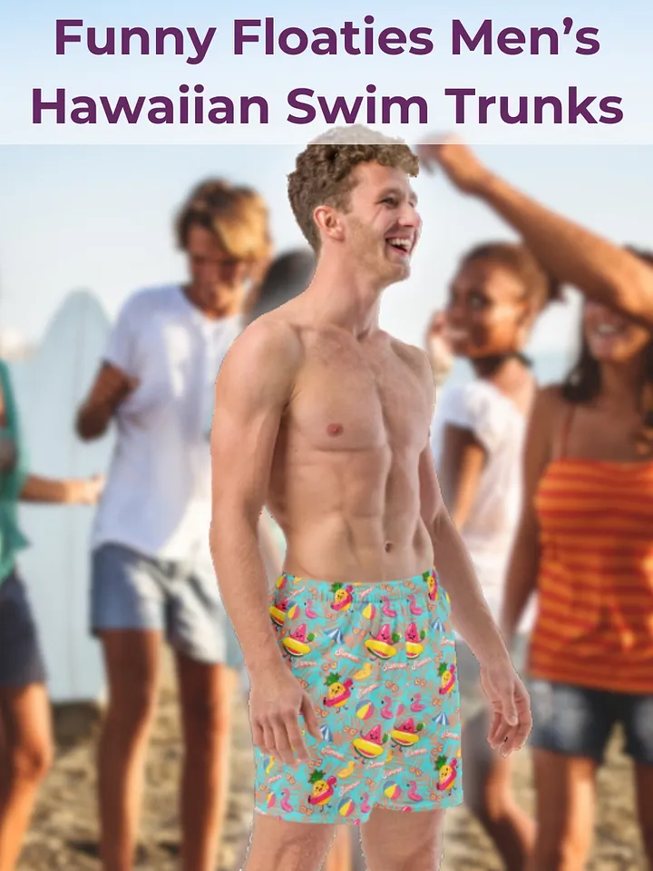 Funny Floaties Summer Hawaiian Men's Swim Trunks product image (1)