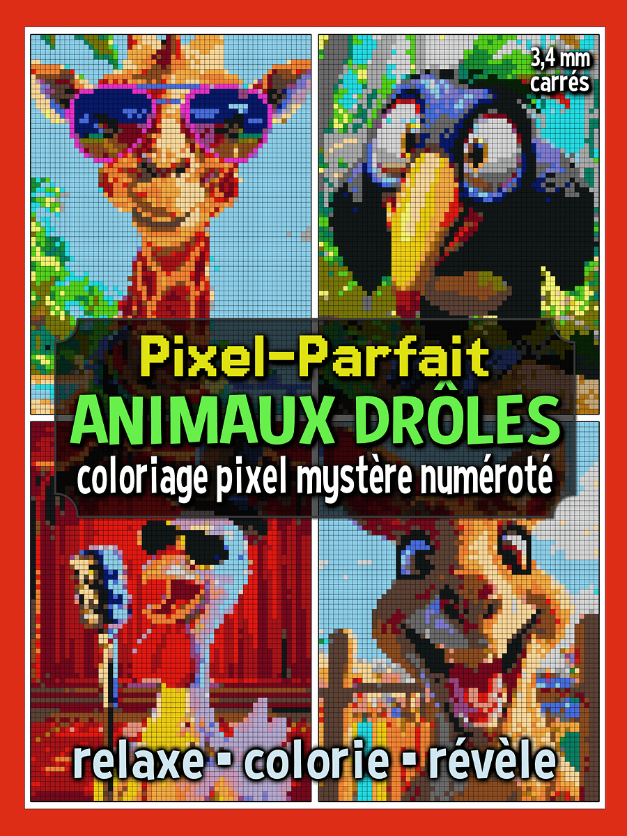 Pixel-Parfait : Animaux drôles - Coloriage pixel mystère numéroté | Livre à imprimer product image (1)