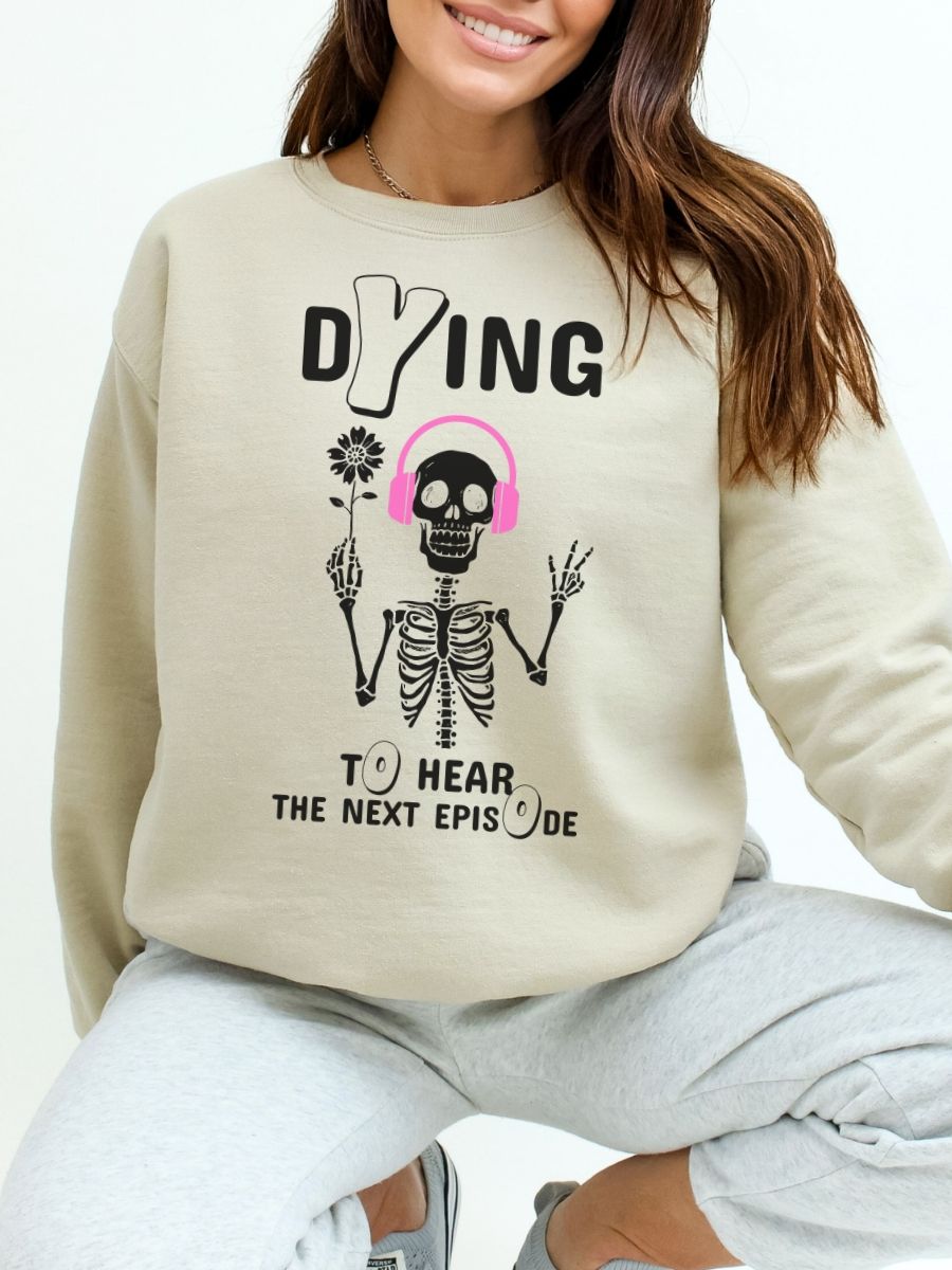 Skeleton Listening A True Crime Podcast Light Sweatshirt product image (9)