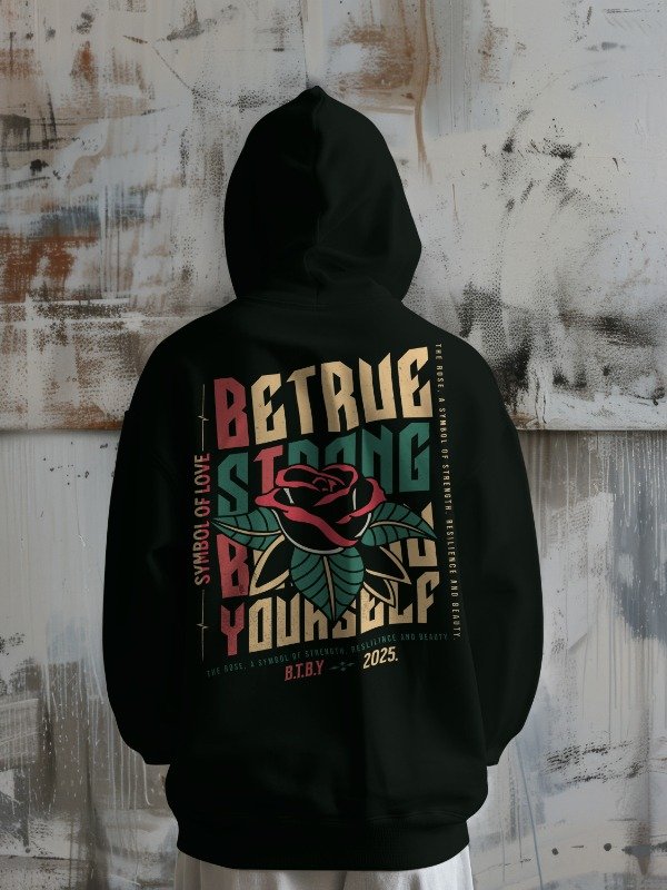 VINTAGE OVERSIZED ROSE HOODIE Be True Be You (BTBY) product image (1)