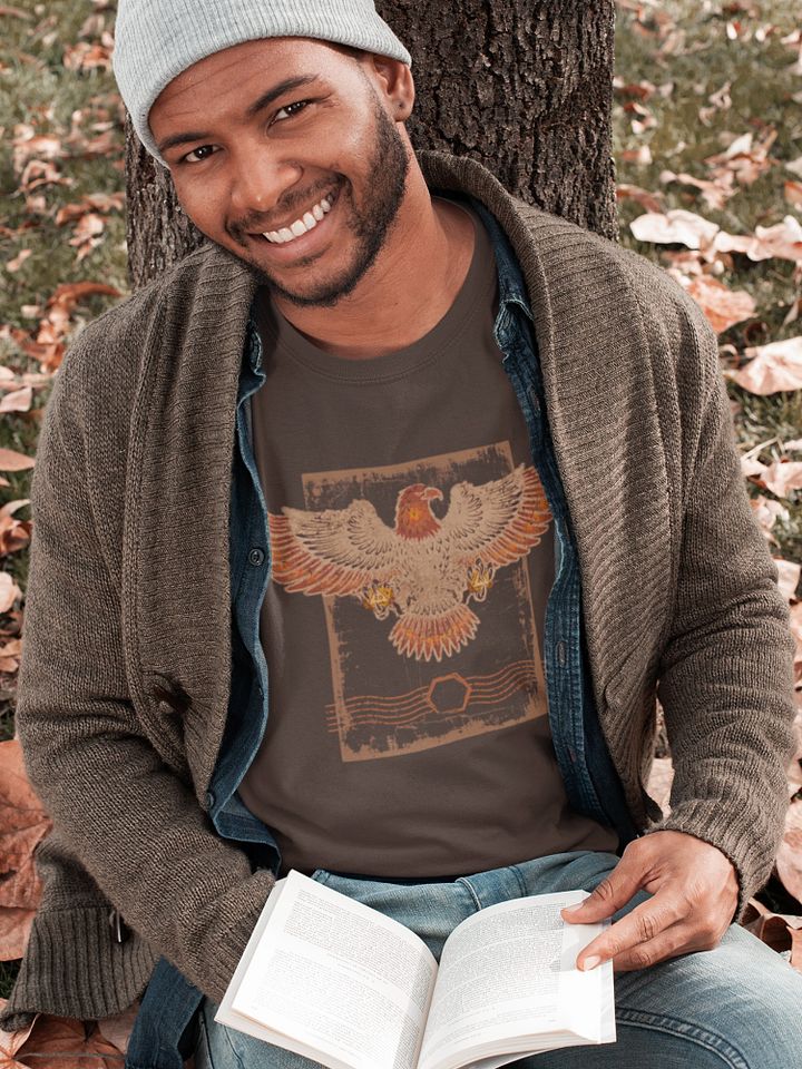 Grunge D20 Board Gaming Shirt, Brown Western Eagle Dice T-shirt product image (1)