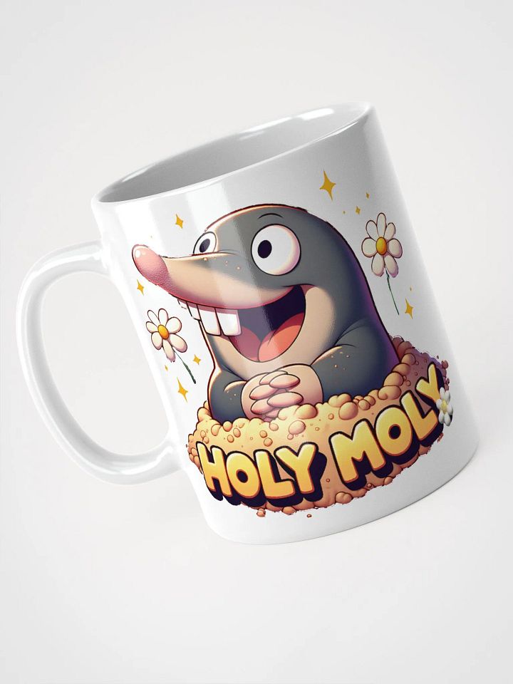 Holy Moly Cute Mole and Daisy Ceramic Mug Design product image (1)