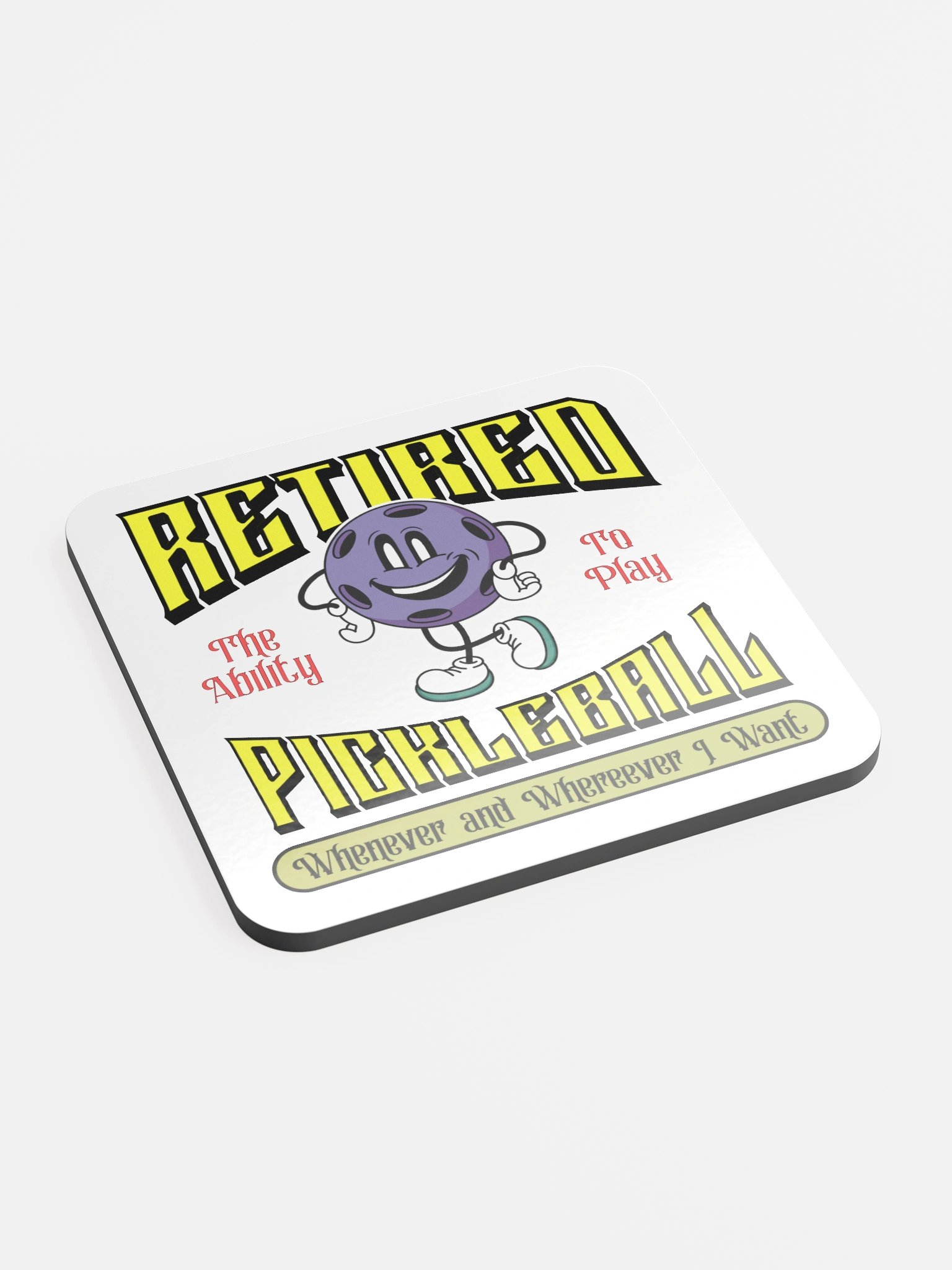 Retired Pickleball Smiles Glossed Cork Coaster product image (3)