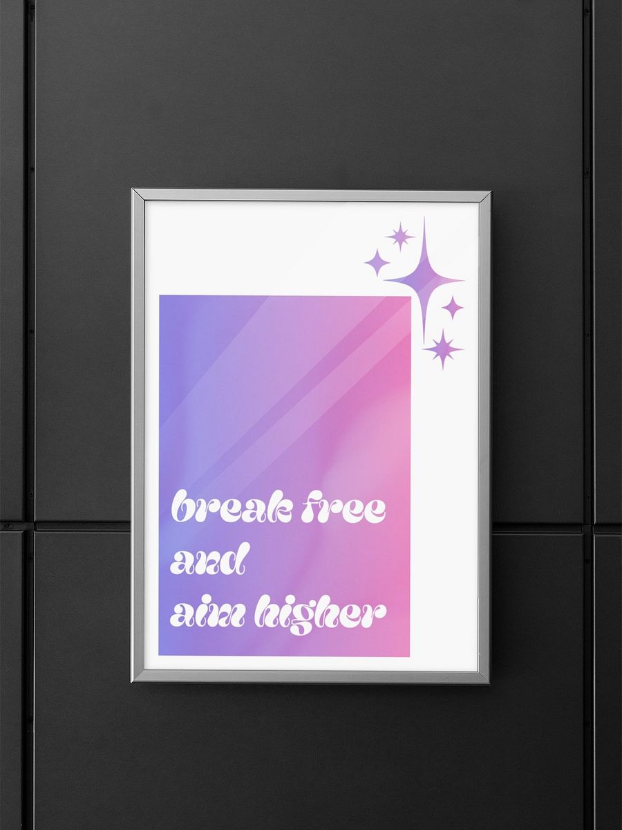 Aim Higher Inspirational Quote, Break Free Motivational Print, Purple Gradient Wall Art, Office Decor, Encouragement Gift Shiny Stars Poster product image (5)