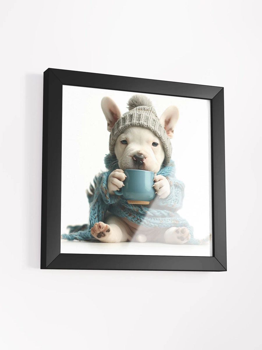 Cute Coffee Lover Bull Terrier Puppy Framed Wall Art product image (3)