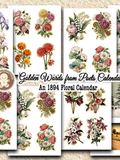 Golden Words from Poets 1894 Floral Calendar Kit Digital Download product image (3)