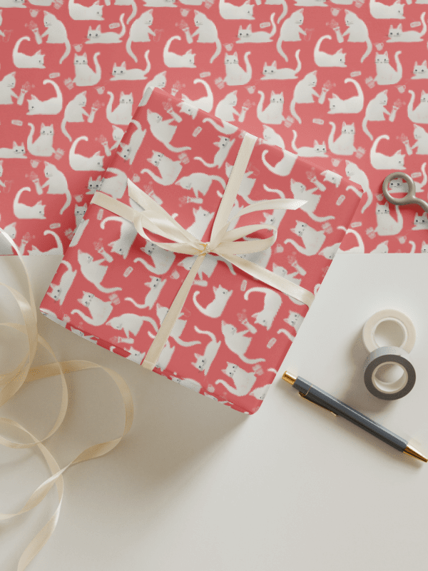 Bad Cats Knocking Stuff Over Wrapping Paper in Pink, 3 Pack product image (1)