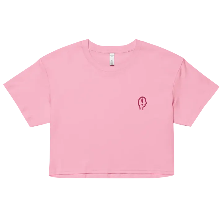 EXCLAIMING MENTALLY (L.C. pink) embroidered cotton crop top product image (7)
