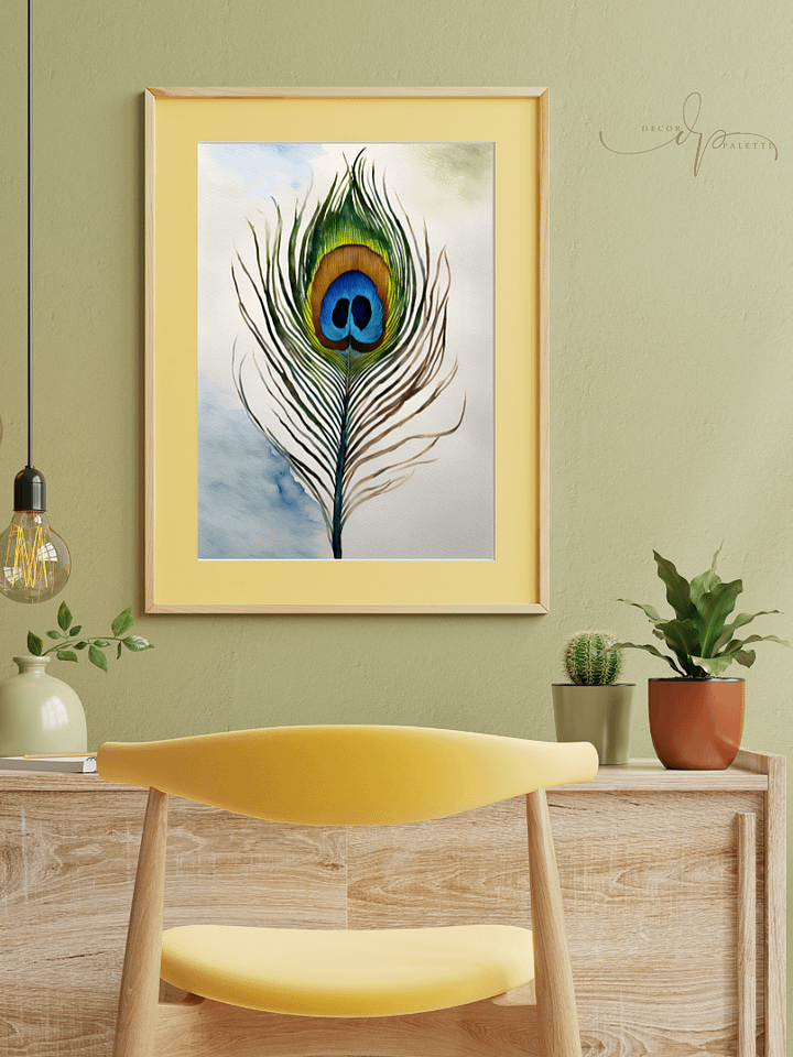 Watercolour Painting Printable Wall Art of PEACOCK FEATHER product image (2)