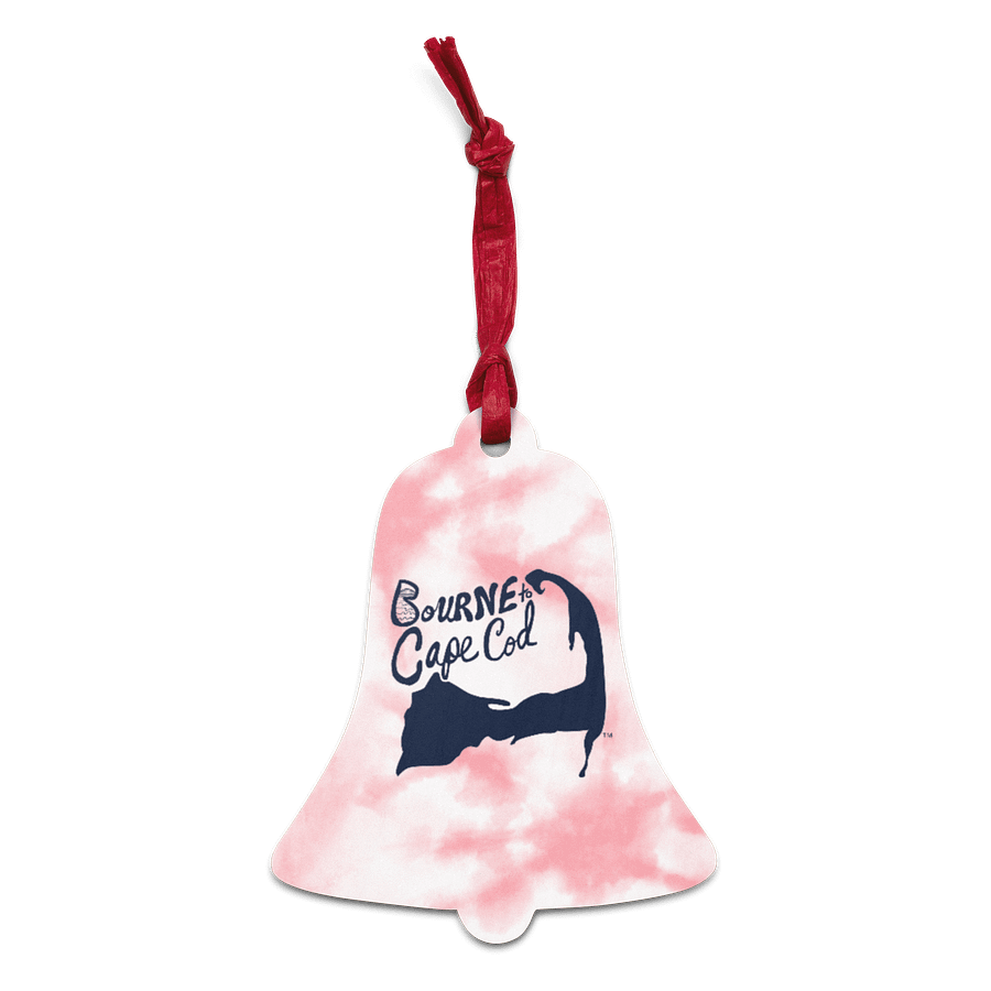 BOURNE to Cape Cod™ | Wooden Holiday Ornament | Double-Sided Coastal Keepsake | with BRN.2C.C.™ Logo on Back | Navy Blue Logos on Patriotic Pastels product image (1)