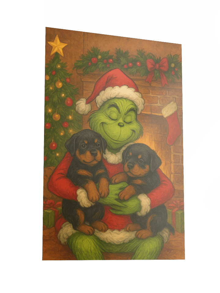 Grinch hugging two Rottweiler puppies Poster product image (5)