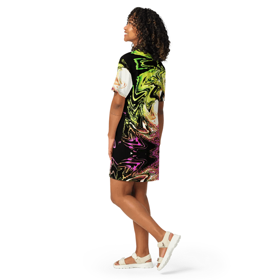 Abstract Neon Daisy Swirl Ladies T Shirt Dress product image (12)