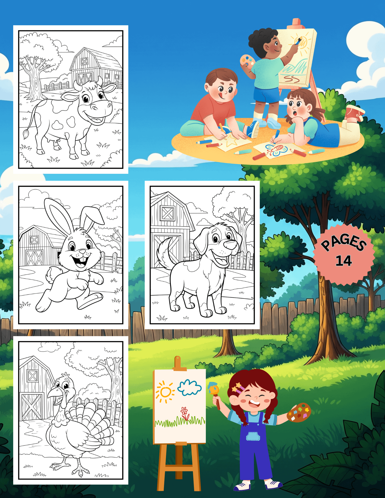 Farm Animals Coloring Pages Printable for Kids product image (2)