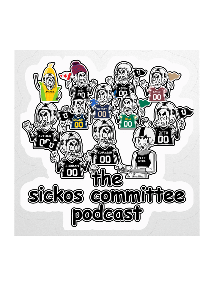 The Sickos Committee Podcast Extended Crew Sticker product image (1)