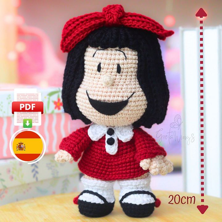 Mafalda tejida a crochet! Un patrón de amigurumi que te encantará. (Descarga digital) product image (1)
