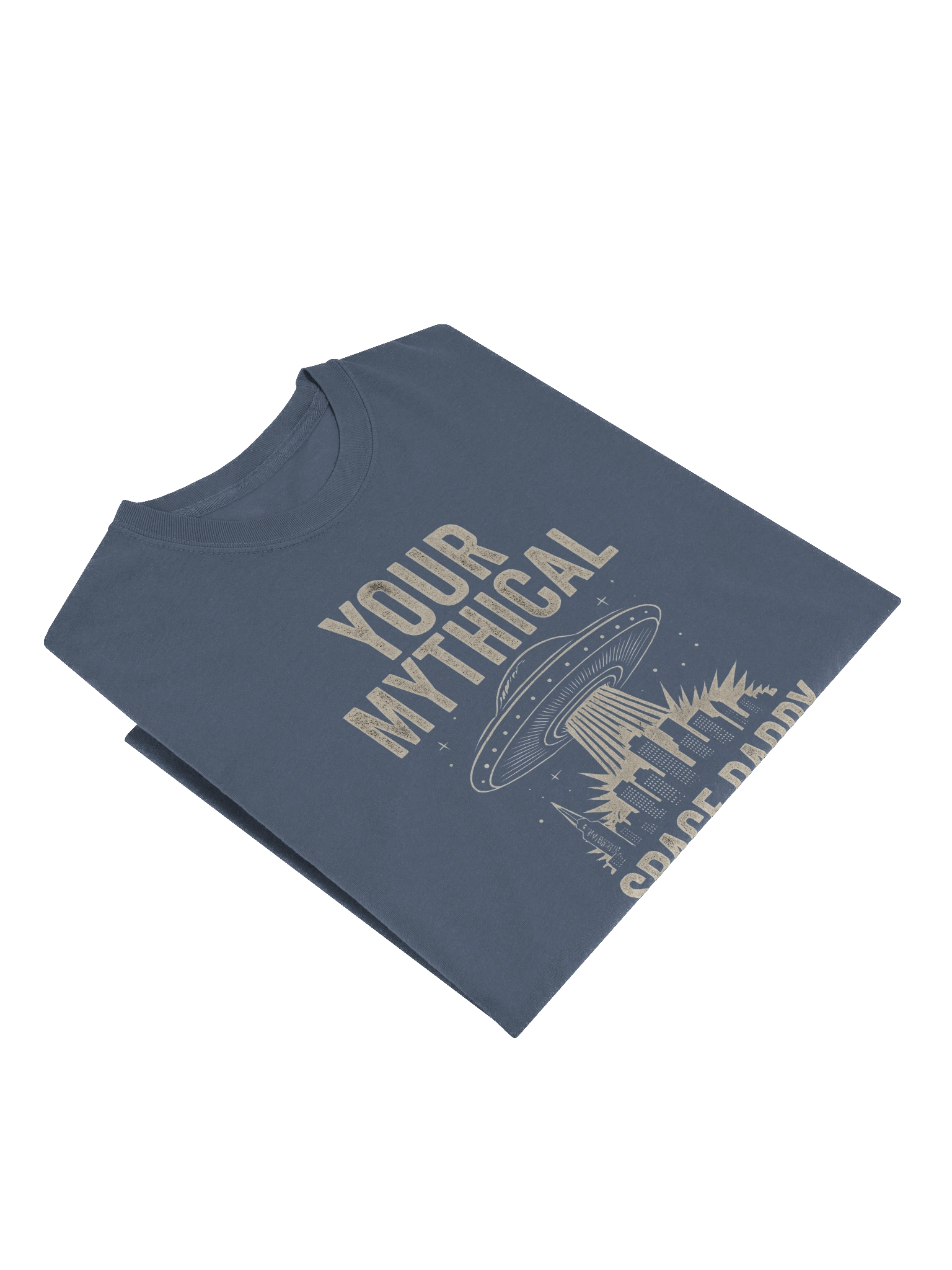 "Your Mythical Space Daddy" Long Sleeve Shirt – Dark Sci-Fi Cityscape Graphic Long Sleeve Tee | Funny Sarcastic Alien Humor Long Sleeve Shirt product image (2)
