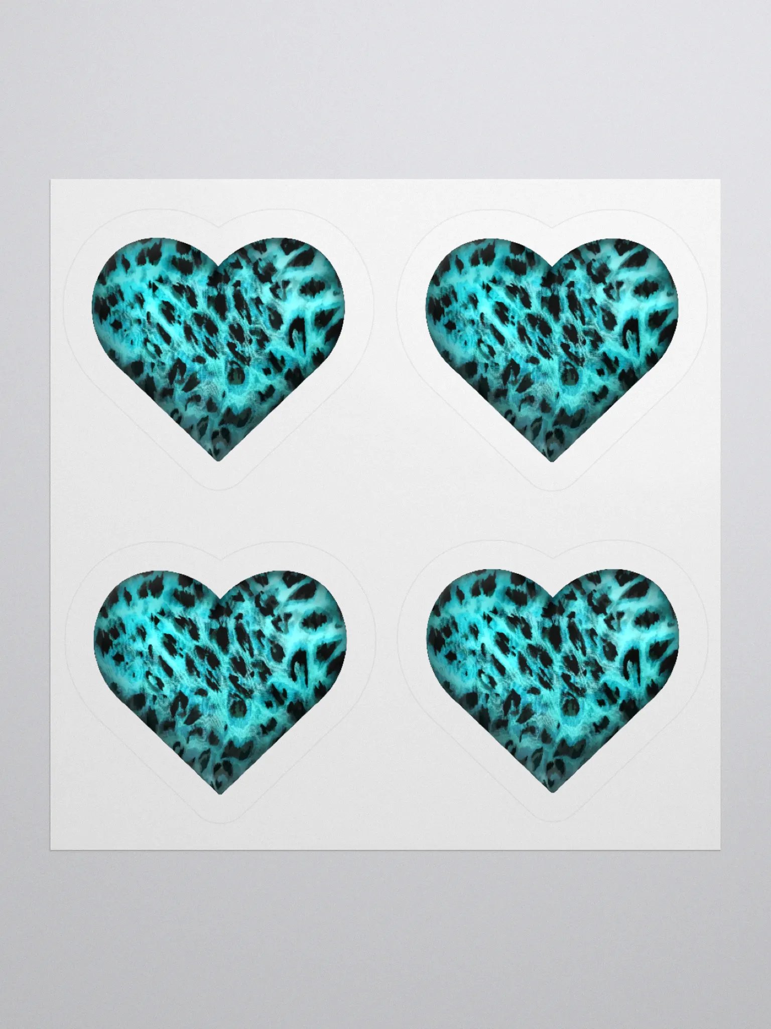 Leopard Skin Teal Heart - Kiss Cut Sticker product image (1)
